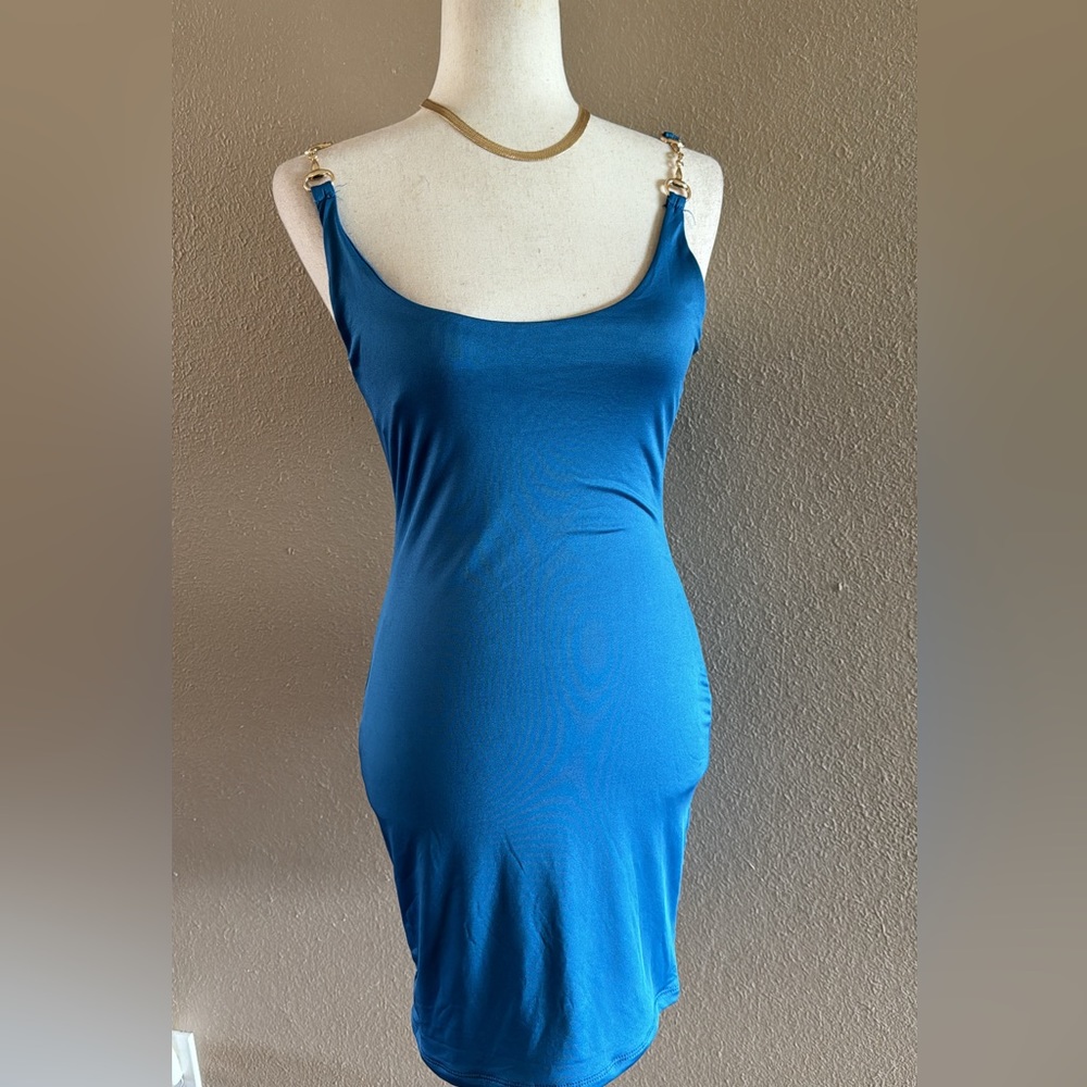 Double layered gold strap mini dress - Picture 8 of 8